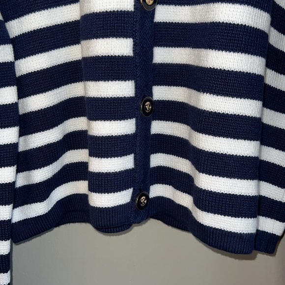 J. Crew Striped cotton lady jacket cardigan sweater in Antique Navy Ivory size S - Picture 6 of 12